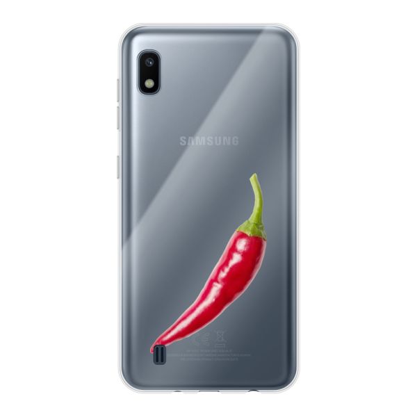 Transparant flexibel Samsung Galaxy A10 hoesje met Rode Peper - Pittig Design