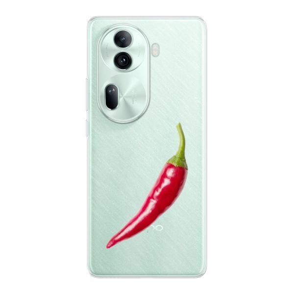 Transparant flexibel Oppo Reno 11 Pro hoesje met Rode Peper - Pittig Design