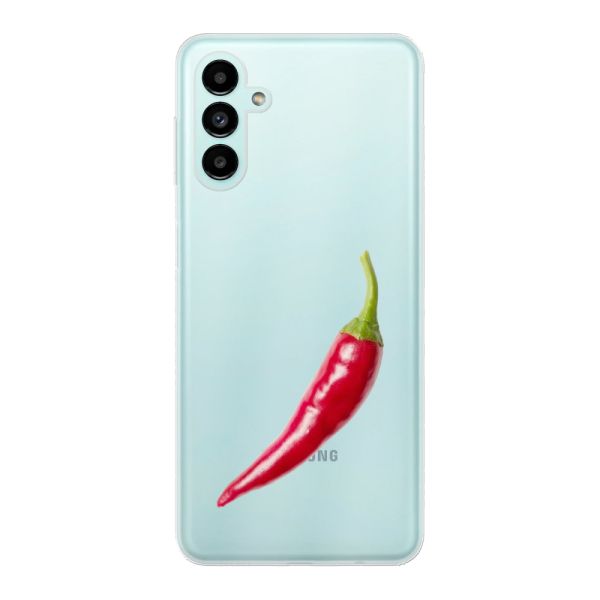 Transparente flexible Samsung Galaxy A04s Hülle mit roter Chili - Scharfes Design