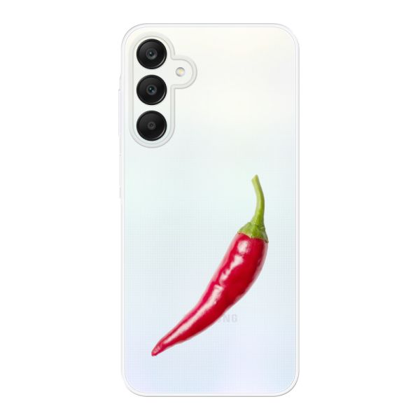 Transparente flexible Samsung Galaxy A25 Hülle mit roter Chili - Scharfes Design