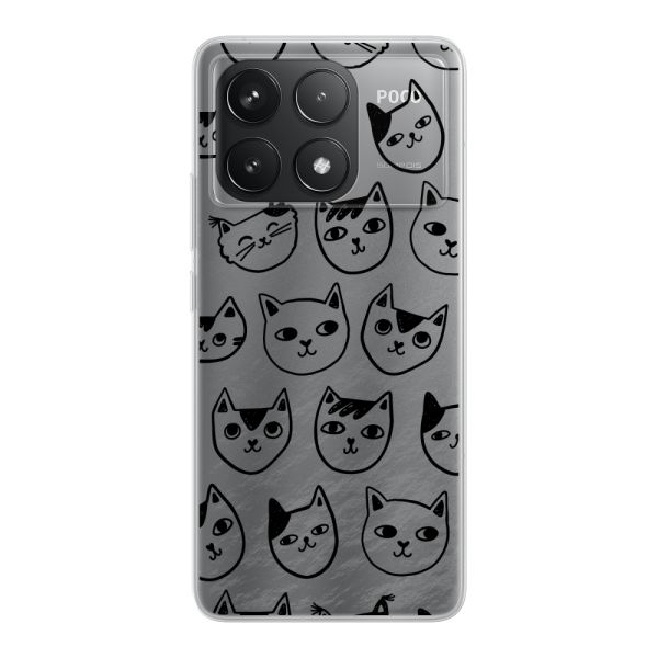 Coque Xiaomi Redmi K70 flexible transparente avec têtes de chat - Imprimé chats transparent