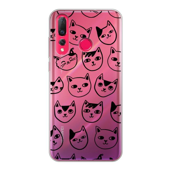 Transparente flexible Huawei P30 Lite Hülle mit Katzenköpfen - Transparenter Katzenprint