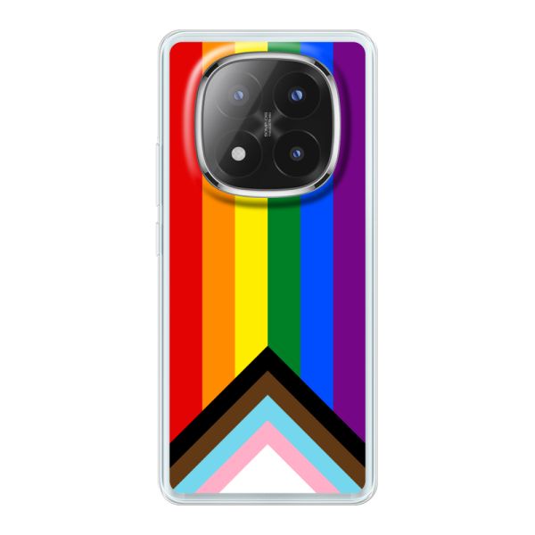 Funda Xiaomi Redmi Note 14 Pro+ flexible transparente con Bandera arcoíris - Bandera Progress Pride