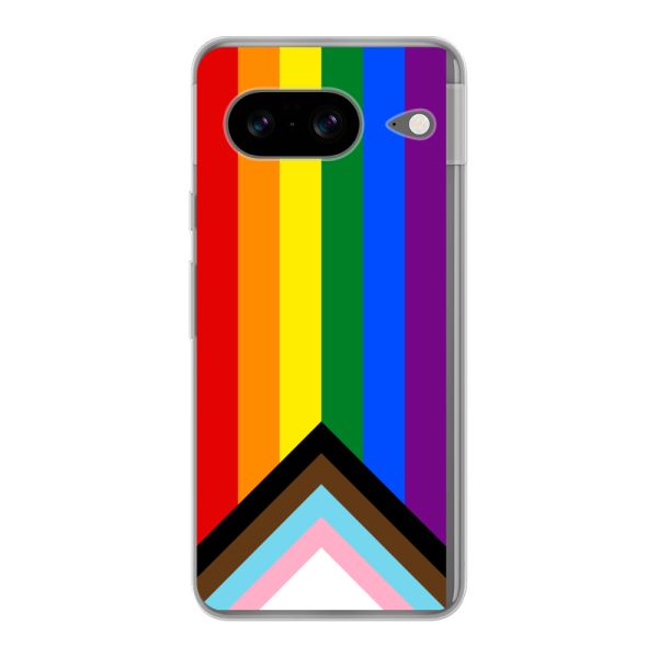 Flexibel Google Pixel 8 hoesje met Regenboog Vlag - Progress Pride Vlag