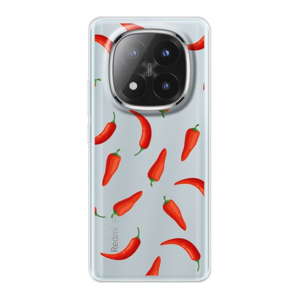 Coque Xiaomi Redmi Note 14 Pro+ flexible transparente avec Piments Rouges - Motif Transparent Chili Pepper