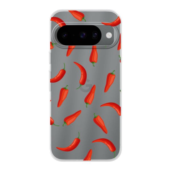 Coque Google Pixel 10 flexible transparente avec Piments Rouges - Motif Transparent Chili Pepper