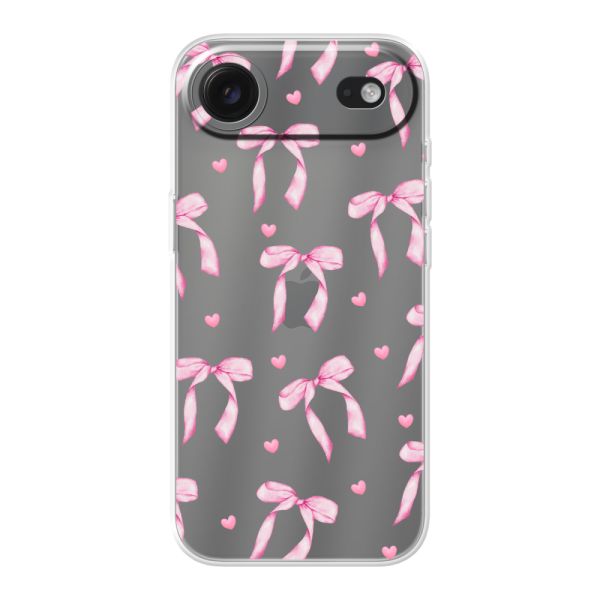 Transparant flexibel iPhone Air hoesje met Roze Strikjes en Hartjes