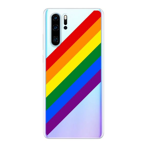 Transparant flexibel Huawei P30 Pro hoesje met Diagonale Regenboog - Pride Strepen