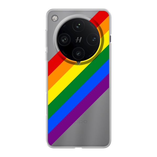 Transparant flexibel Oppo Find X8 Pro hoesje met Diagonale Regenboog - Pride Strepen