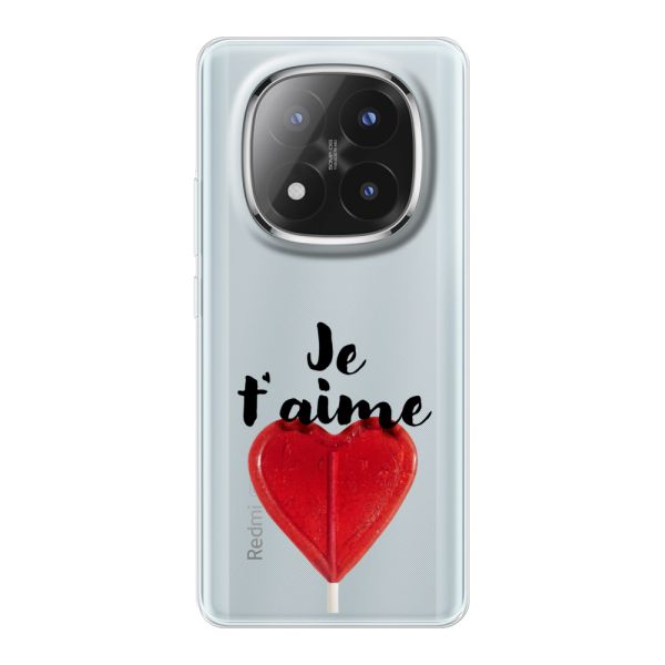 Coque Xiaomi Redmi Note 14 Pro+ flexible transparente avec sucette en forme de cœur - Je t'aime