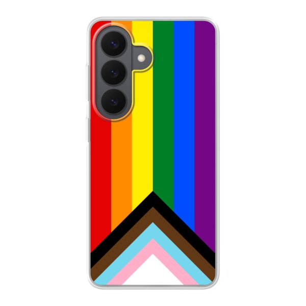 Flexibel Samsung Galaxy S26 hoesje met Regenboog Vlag - Progress Pride Vlag