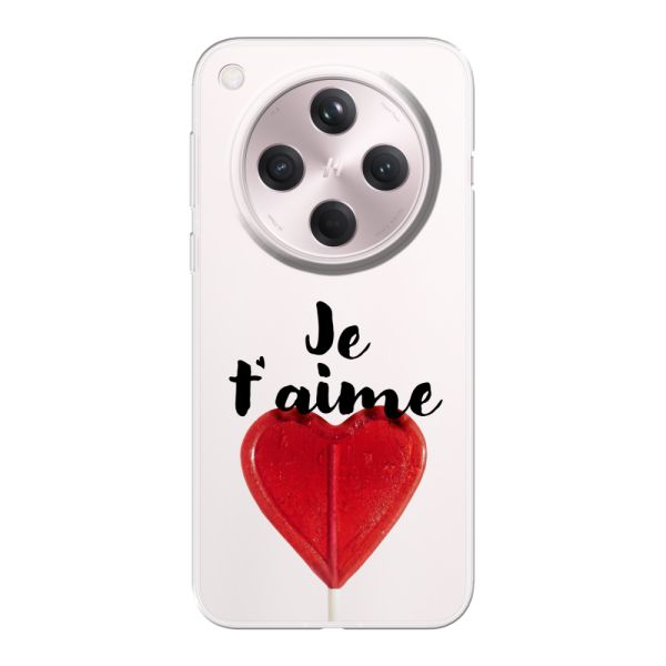 Transparant flexibel Oppo Find X8 hoesje met Hartvormige Lolly - Je t'aime