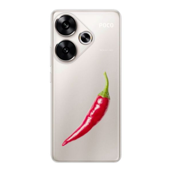 Transparant flexibel Xiaomi Poco F6 hoesje met Rode Peper - Pittig Design