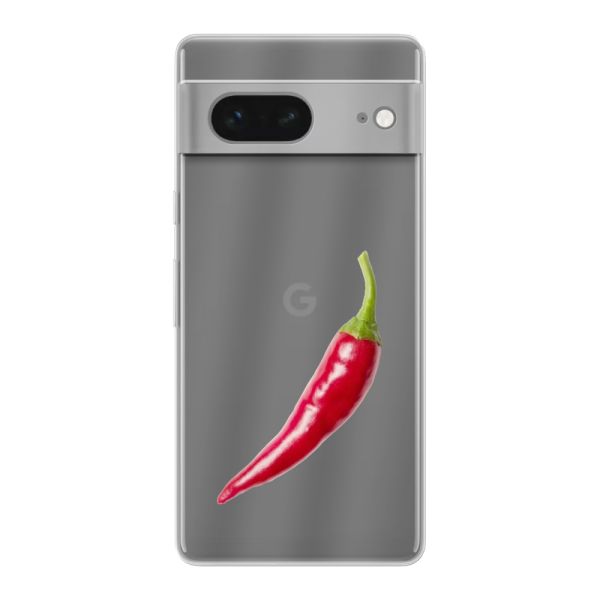 Transparant flexibel Google Pixel 7 hoesje met Rode Peper - Pittig Design