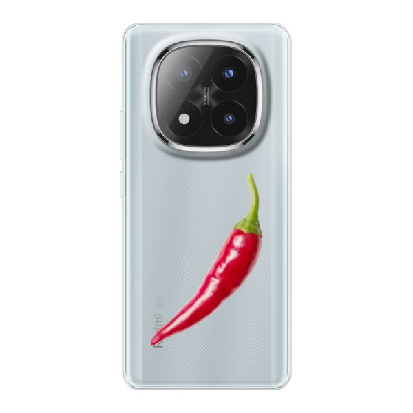 Coque Xiaomi Redmi Note 14 Pro+ flexible transparente avec piment rouge - Design épicé