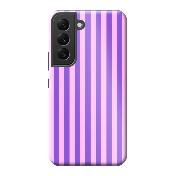 Extra sterk Samsung Galaxy S22 hoesje met Paars-roze pastelstrepen