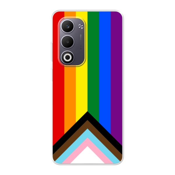Flexibel Oppo A5 hoesje met Regenboog Vlag - Progress Pride Vlag