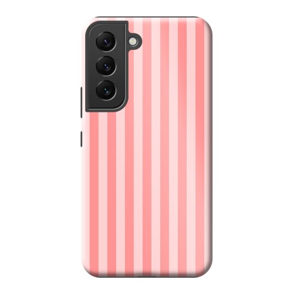 Extra sterk Samsung Galaxy S22 hoesje met Koraal-roze strepen