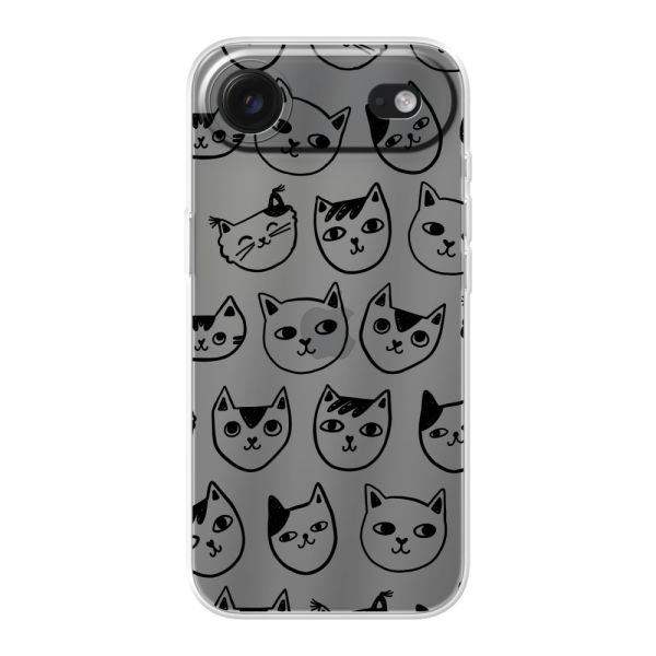 Transparant flexibel iPhone Air hoesje met kattenkoppen - Transparante kattenprint