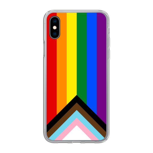 Flexibel iPhone X / Xs hoesje met Regenboog Vlag - Progress Pride Vlag