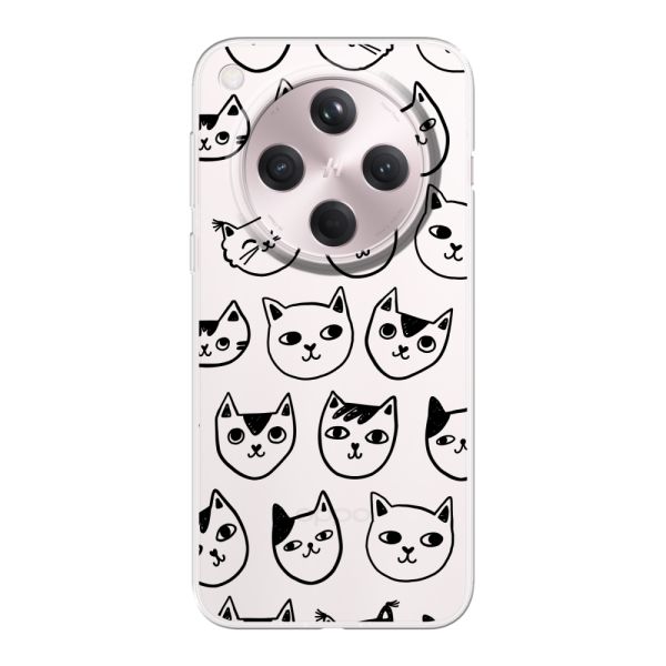 Coque Oppo Find X8 flexible transparente avec têtes de chat - Imprimé chats transparent