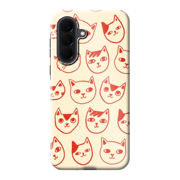 Coque Samsung Galaxy A37 ultra-résistante avec têtes de chat - Chats rouges sur fond crème