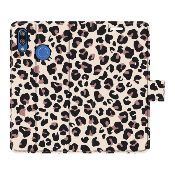 Vollständig bedrucktes Huawei P20 Lite Portemonnaie-Case mit Pantherdruck - Leopardenmuster Beige Rosa