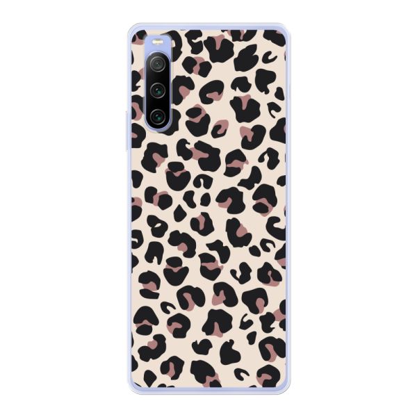 Transparant flexibel Sony Xperia 10 IV hoesje met Panter Print - Beige Luipaardprint