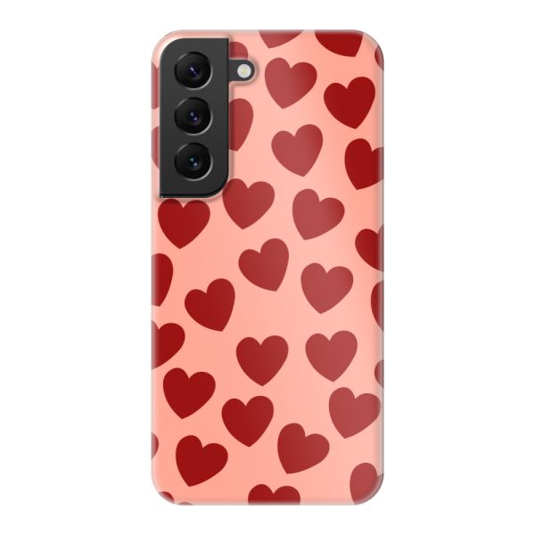 Volledig bedrukt Samsung Galaxy S22 hard case hoesje met Rode Hartjes