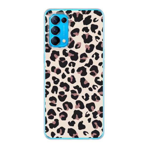 Transparant flexibel Oppo Reno5 5G hoesje met Panter Print - Beige Luipaardprint