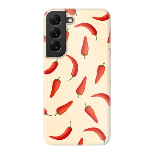 Volledig bedrukt Samsung Galaxy S22 hard case hoesje met Rode Pepers - Chili Pepper Patroon