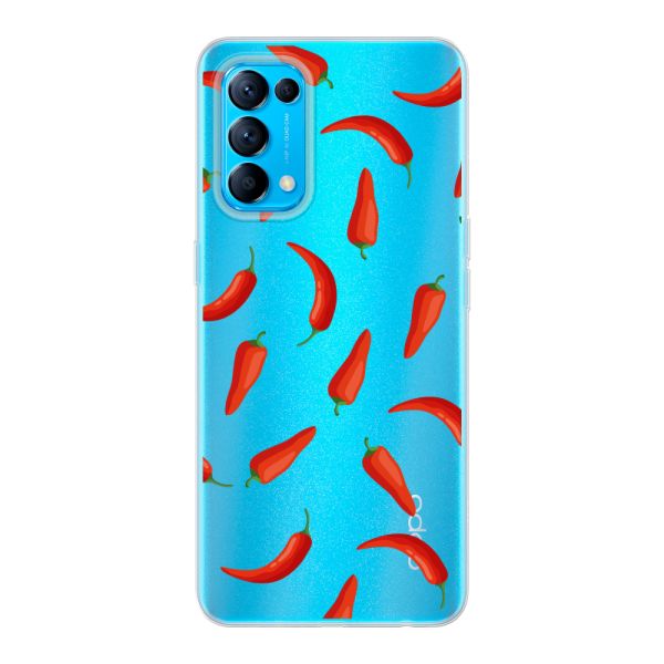Transparant flexibel Oppo Find X3 Lite hoesje met Rode Pepers - Transparant Chili Pepper Patroon
