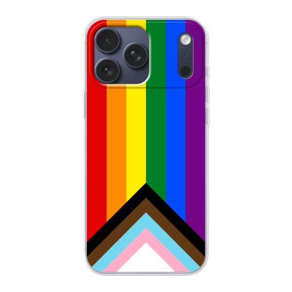 Flexibel iPhone 17 Pro Max hoesje met Regenboog Vlag - Progress Pride Vlag
