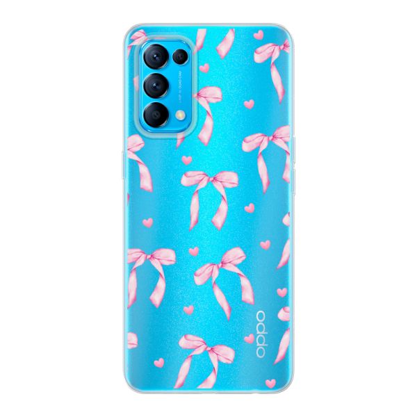 Transparant flexibel Oppo Find X3 Lite hoesje met Roze Strikjes en Hartjes