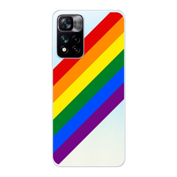 Transparant flexibel Xiaomi 11i hoesje met diagonale regenboog - pridestrepen