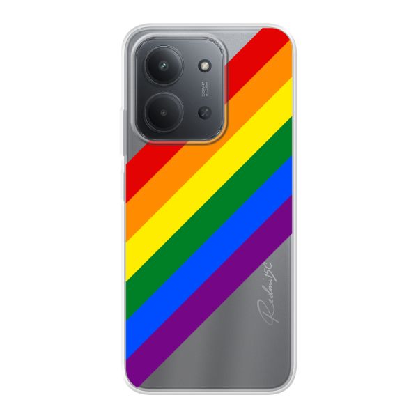 Coque Xiaomi Redmi 15C 4G flexible transparente avec arc-en-ciel diagonal - rayures Pride
