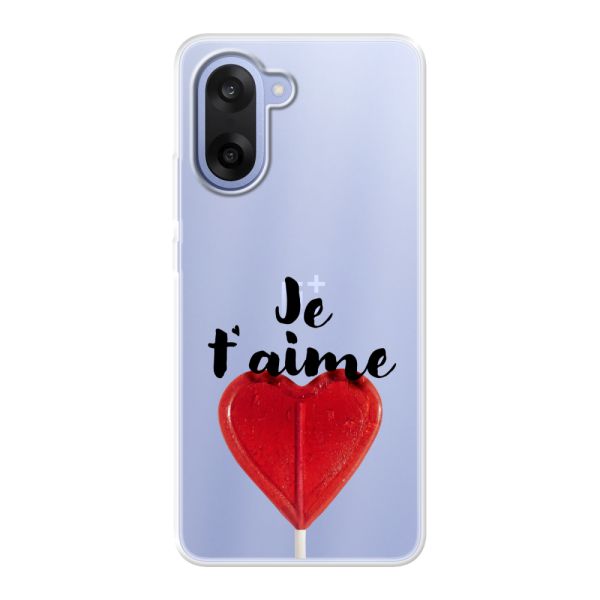 Coque OnePlus Nord CE5 flexible transparente avec sucette en forme de cœur - Je t'aime