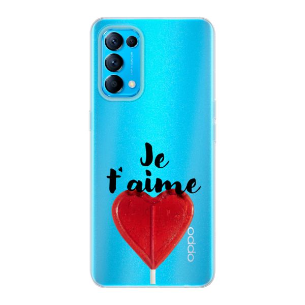Transparant flexibel Oppo Reno5 5G hoesje met Hartvormige Lolly - Je t'aime