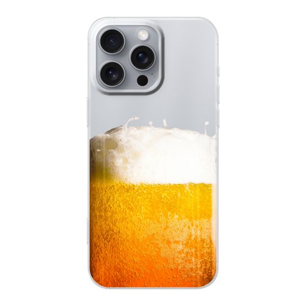 Transparant flexibel iPhone 16 Pro Max hoesje met Vers Getapt Biertje - Bierprint