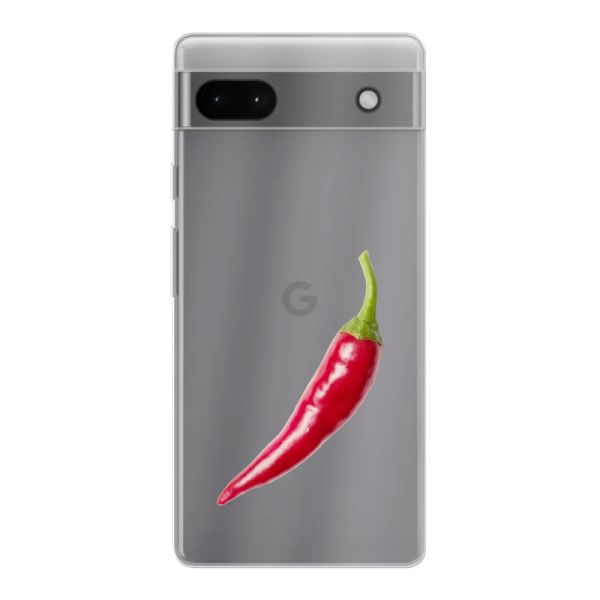 Transparant flexibel Google Pixel 6a hoesje met Rode Peper - Pittig Design