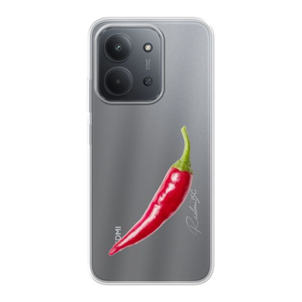 Coque Xiaomi Redmi 15C 4G flexible transparente avec piment rouge - Design épicé