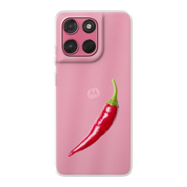 Coque Motorola Moto G57 flexible transparente avec piment rouge - Design épicé