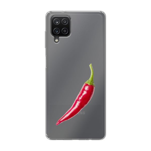 Transparant flexibel Samsung Galaxy A12 hoesje met Rode Peper - Pittig Design