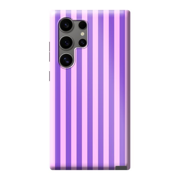 Coque Samsung Galaxy S24 Ultra ultra-résistante à rayures pastel violet-rose