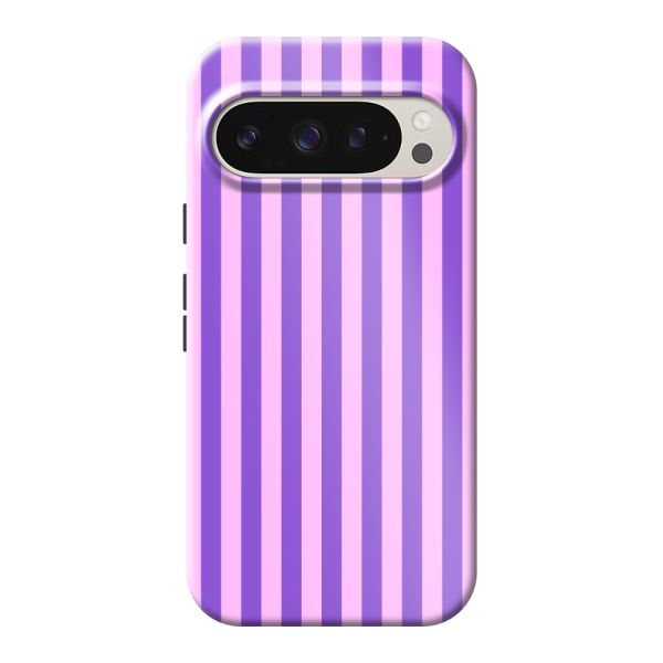 Coque Google Pixel 9 ultra-résistante à rayures pastel violet-rose