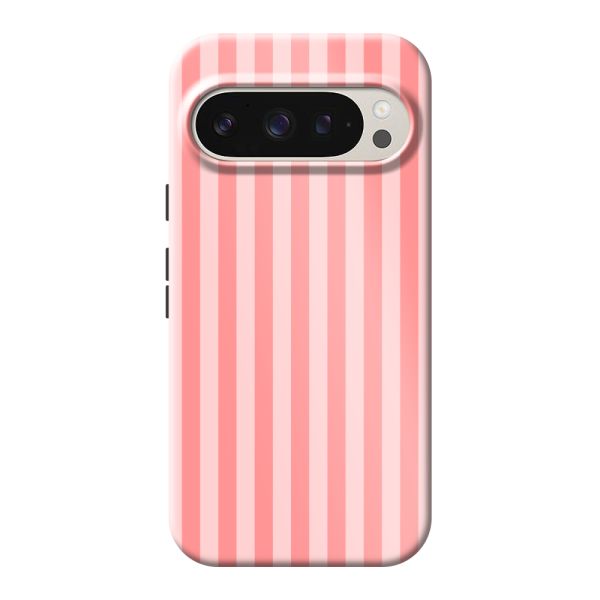 Coque Google Pixel 9 ultra-résistante à rayures corail et rose
