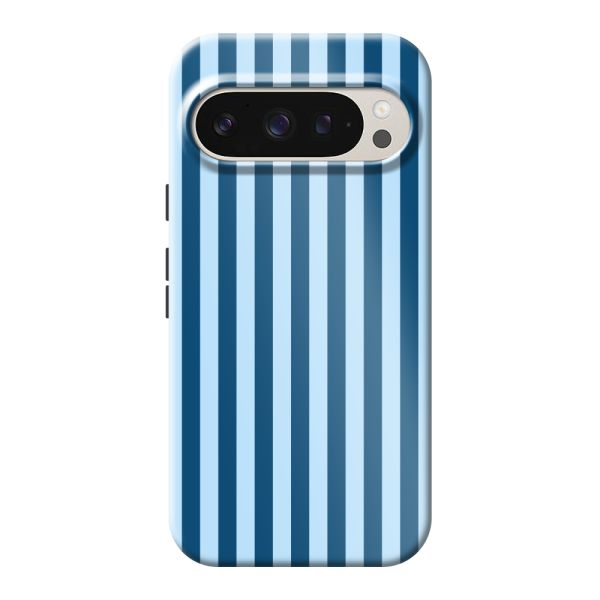 Coque Google Pixel 9 ultra-résistante à rayures bleues