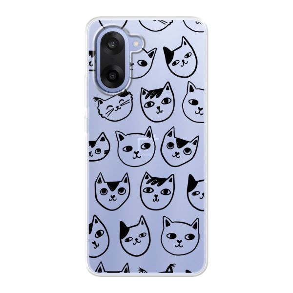 Coque OnePlus Nord CE5 flexible transparente avec têtes de chat - Imprimé chats transparent