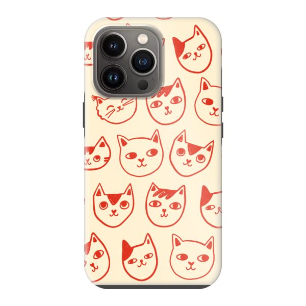 Coque iPhone 13 Pro ultra-résistante avec têtes de chat - Chats rouges sur fond crème