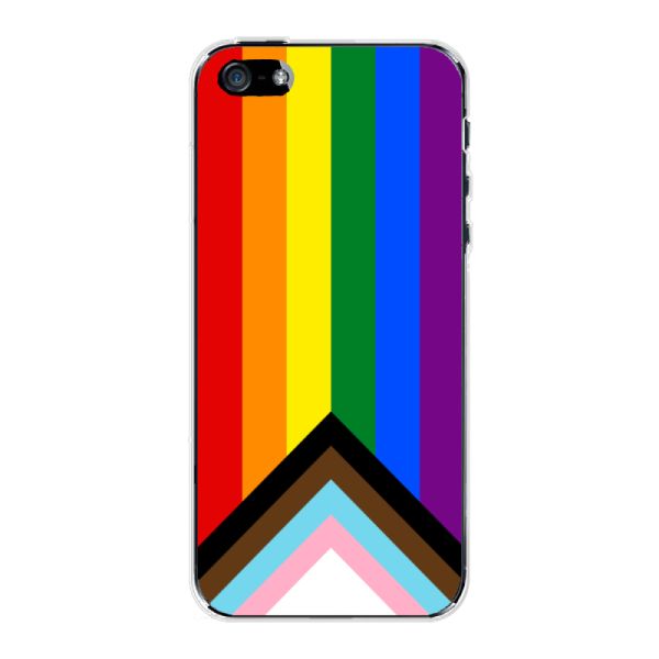 Transparente flexible iPhone 5 Hülle mit Regenbogenfahne - Progress Pride Flagge